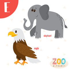 letter e cute animals funny cartoon Vector Image