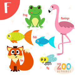 letter f cute animals funny cartoon Vector Image