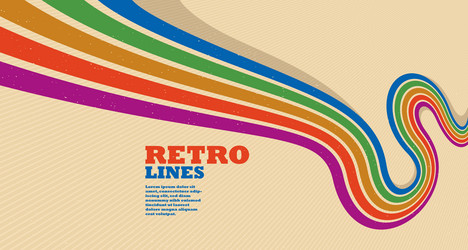 retro style abstract background with curve lines vector image