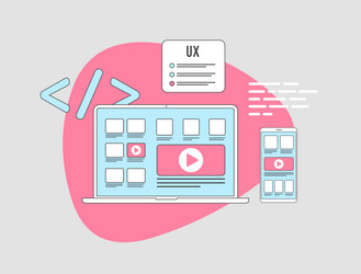 user experience ux design coding concept mobile vector image