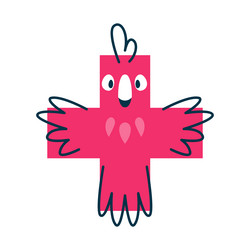 cartoon animal parrot in shape of cross ara bird vector