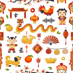 china new year icons set decorative holiday Vector Image