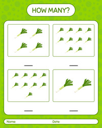 How many counting game with leek worksheet vector