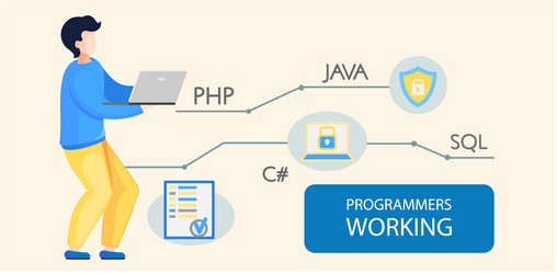 programmer engineering and coding vector image
