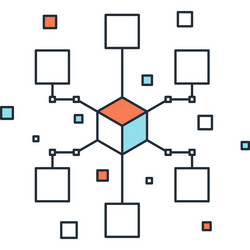 computer network flat line web icon concept vector image