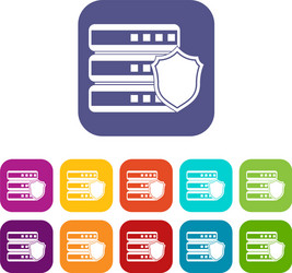 database with gray shield icons set vector image