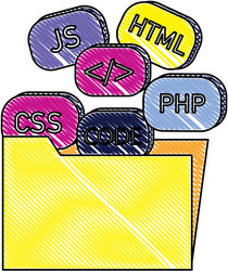 Grated folder file with programming code vector