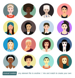 People avatars collection girls womans vector