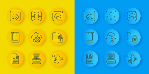 Set line file document server data report cloud vector