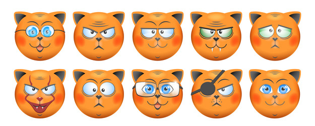 Isolated Cute Angry Cat Emoji Stock Vector - Illustration of angry, kitten:  225028193