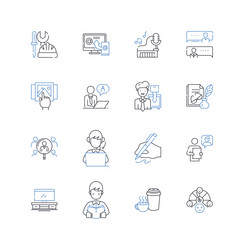 app developer line icons collection coding vector