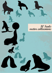 Seal Silhouettes - Retro Style Vector Image