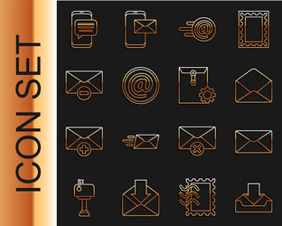 set line download inbox envelope mail and e-mail vector image