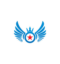 Star wing emblem gold logo Royalty Free Vector Image