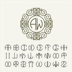 Set template to create monograms of two letters vector