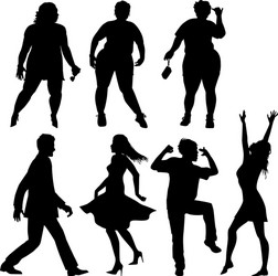 Silhouettes of Dancing People Vector Image