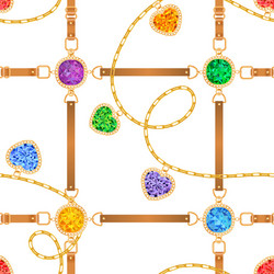 fashion seamless pattern with golden chains straps vector