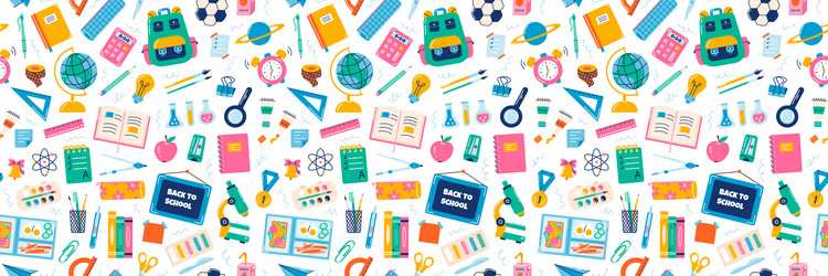 School supplies elements seamless pattern Vector Image