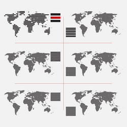 Set of dotted world maps in different resolution vector