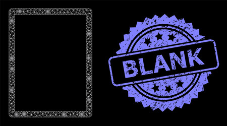 textured blank stamp and bright web mesh empty vector image