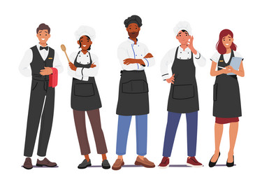 restaurant workers administrator chef and waiter vector