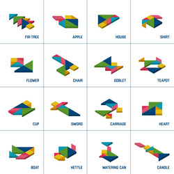 tangram puzzle set of isometric objects vector image