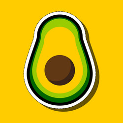 avocado sticker on a yellow background vector image