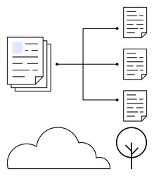 document distribution diagram with cloud and tree vector image