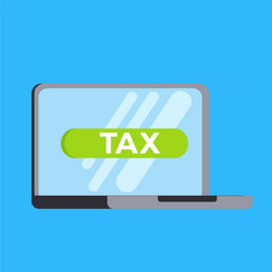 filling taxes online with a laptop vector