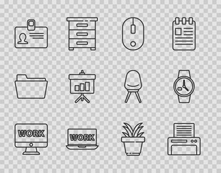 set line monitor with text work printer computer vector image