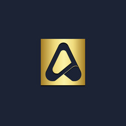 Triangle a initial gold logo vector