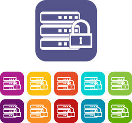 Database with padlock icons set vector