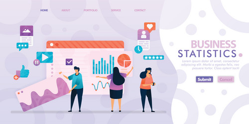 landing page design of business statistics vector image