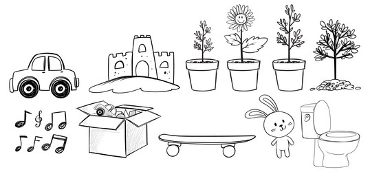 playful featuring various objects and symbols vector image