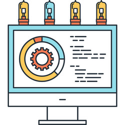data processing flat line web icon concept vector image