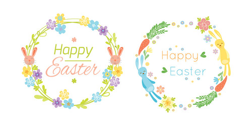 happy easter hand drawn badge with lettering Vector Image