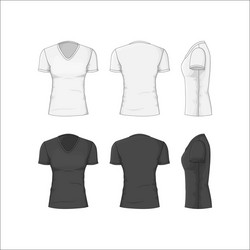 Women's Cotton T-Shirt - Front, Back, Side Views Vector Image