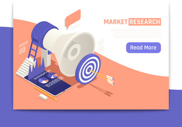 Market research isometric banner vector