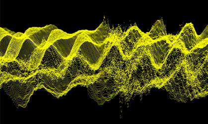 wavy grid background 3d abstract with particle vector image