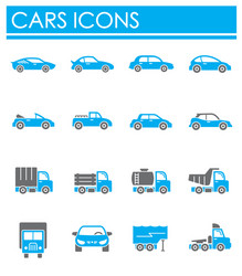 Car icons set on background for graphic and web vector