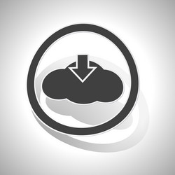 Cloud download sign sticker curved vector