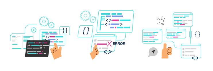 code algorithm set concept of programming vector image