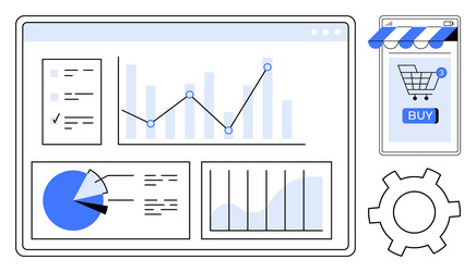 data analytics dashboard with e-commerce app vector image