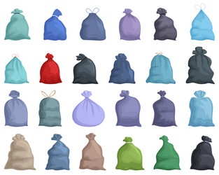 Garbage bags icons set cartoon clean vector