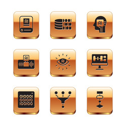 set artificial intelligence ai binary code vector image