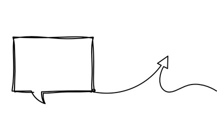 comment with arrow as line drawing on white
