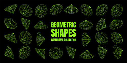 wireframe lined shapes perspective mesh 3d grid vector image