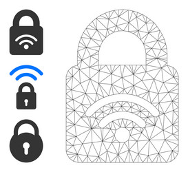 web net locked wi-fi icon and additional vector image