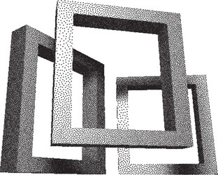 Retro rectangular frames with dotwork shadows vector
