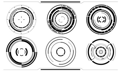 Set of sci fi black circle user interface vector